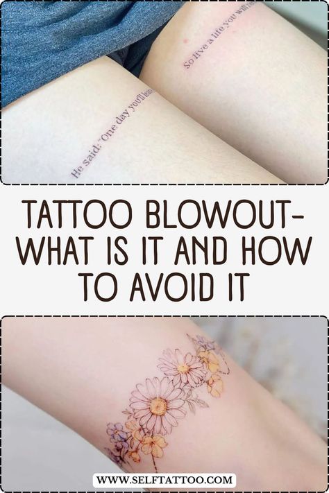 What is a tattoo blow out? Tattoo blowout is when the lines of a tattoo become blurry and smudged during the healing process. Here is how you can avoid tattoo blow out, how to fix it if it happens and how to avoid tattoo blowout in the future! Astronomical Tattoo, Fairy Sleeve Tattoo, Flower And Butterfly Tattoo, Fairy Tale Tattoo, Self Tattoo, Tattoo Healing Process, Tattoo Fixes, Butterfly With Flowers Tattoo, Tattoo Ideas Males