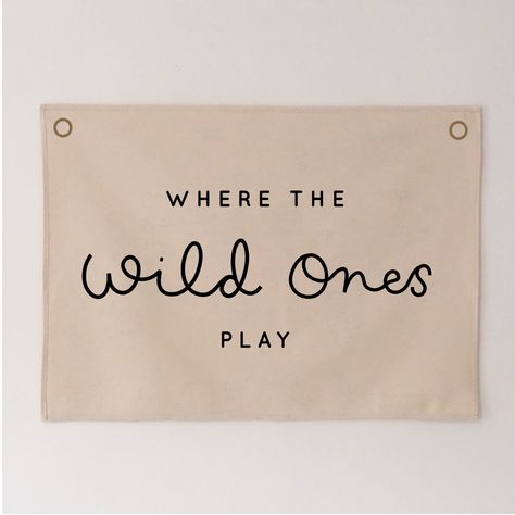 Where The Wild Ones Play Wall Hanging 50x70cm - more colours available - With Eyelets / Copper Where The Wild Ones Play, Play Wall, Boy Birthday Party Themes, Canvas Banner, Wall Flag, Wooden Hanger, Kids Room Inspiration, Wall Banner, Fabric Banner