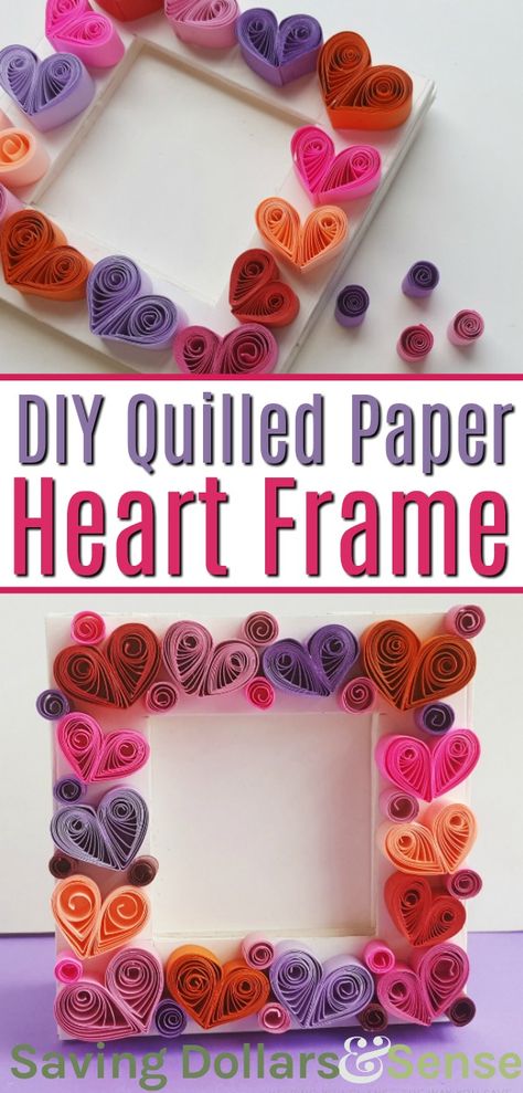 Paper Quilling Art Photo Frame - Saving Dollars & Sense Quilling Photo Frames, Valentines Day History, Photo Frame Crafts, Picture Frame Crafts, Valentine Picture, Quilled Creations, Quilling Craft, Heart Photo, Quilling Paper Craft