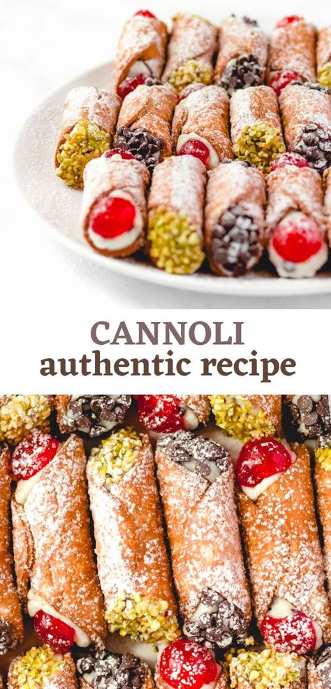 Authentic Cannoli Recipe Simple Italian Desserts, Canolis Recipe, Cannoli Recipe Easy, Traditional Italian Desserts, Homemade Cannoli Recipe, Cannoli Recipes, Homemade Cannoli, Italian Cannoli, Best Italian Food