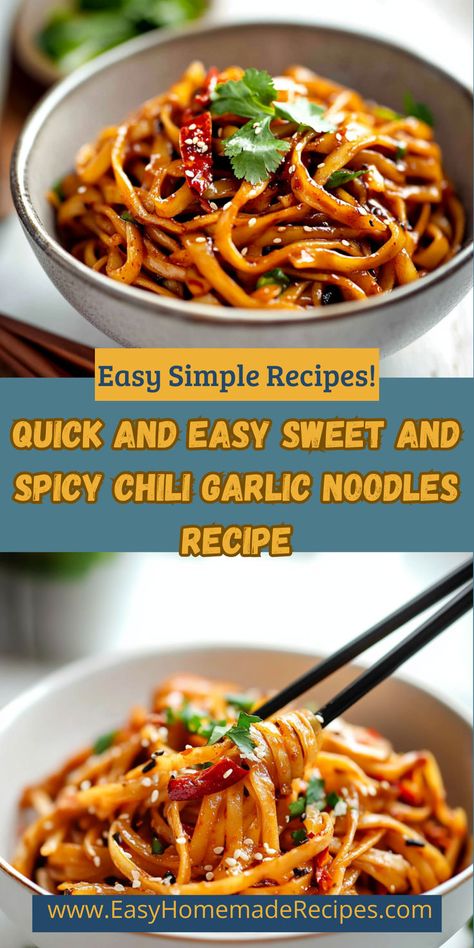 Transform your weeknight dinners with this quick and easy Sweet and Spicy Chili Garlic Noodles recipe. In just 25 minutes, you can whip up a satisfying meal featuring tender noodles drenched in a luscious sauce of soy sauce, garlic, and chili paste. Stir-fried vegetables add a pop of color and nutrition to this hearty dish. Ideal for busy nights or last-minute gatherings, this recipe guarantees a flavorful experience that will have everyone asking for seconds! Spaghetti Noodles Recipes, Spicy Chili Garlic Noodles, Chili Garlic Noodles, Sweet And Spicy Chili, Garlic Noodles Recipe, Soy Sauce Garlic, Hearty Recipes, Noodle Recipes Easy, Garlic Noodles