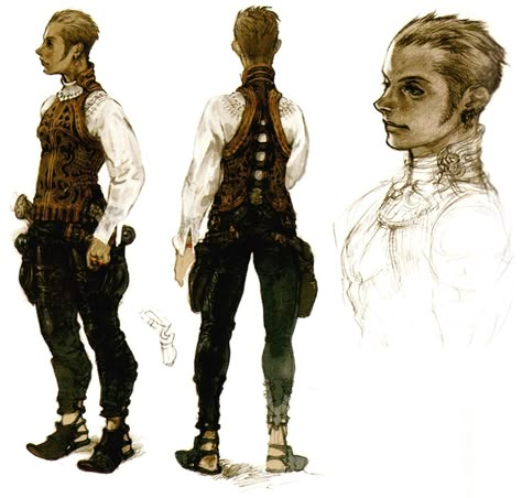 Balthier Concept Art - Final Fantasy XII Art Gallery Medieval Fantasy Clothing, Akihiko Yoshida, Art Gallery Outfit, Video Game Artist, Final Fantasy Xii, Fantasy Realm, About Character, Final Fantasy Artwork, Sick Designs