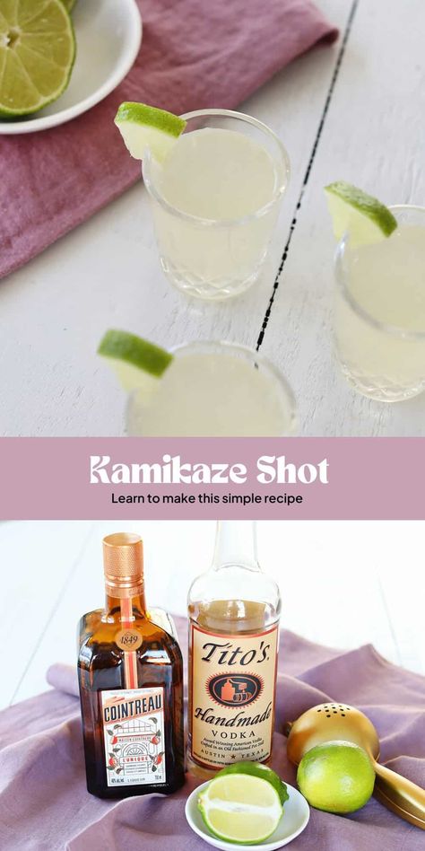 Kamikaze Shot - A Beautiful Mess Screwdriver Drink, Kamikaze Shot, Lemon Drop Shots, Jello Shots Vodka, Popular Shots, Stream Ideas, Mixed Drink Recipes, 22nd Bday, Vodka Shots