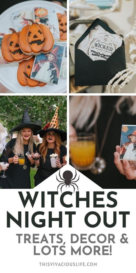 Witches Night, Witches Halloween Party, Halloween Tea Party, Witches Night Out, Witch Party, Samhain Halloween, Halloween Moms, Night Out Party, Halloween Dinner