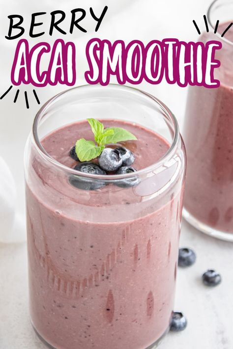 Acai Smoothie Recipe, Frozen Acai, Dairy Free Smoothies, Acai Smoothie, Delicious Drink Recipes, Easy Drinks, Banana Oatmeal, Free Snacks, Acai Berry