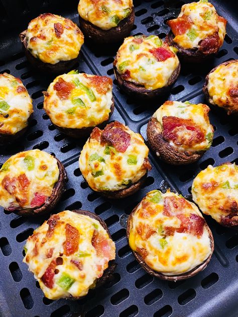 Air Fryer Jalapeno, Game With Friends, Poppers Recipe, Stuffed Mushroom, Stuffed Portabella Mushrooms, Party Food Recipes, Jalapeno Popper, Appetizer Ideas, Air Fryer Dinner Recipes