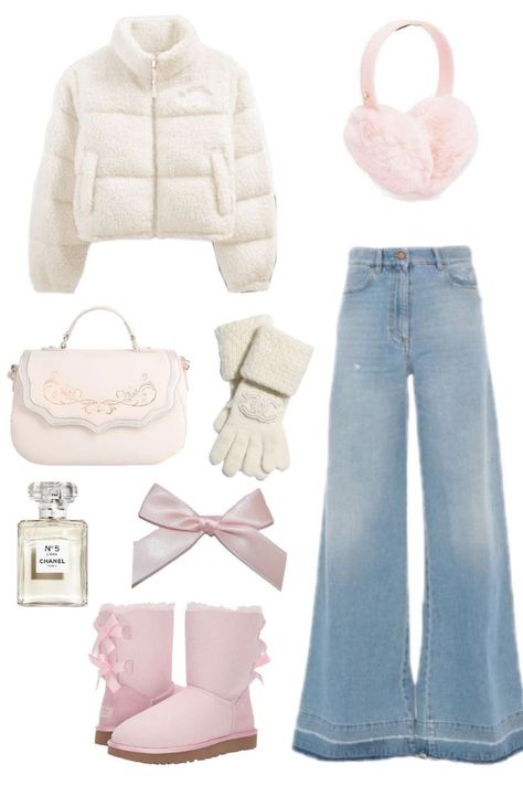 Puff Outfit Ideas, Shifting Closet Ideas, Coquette Clothes Winter, Oversized Coquette Outfit, Coquette Outfits For Winter, Outfits To Wear When It’s Cold, Coquette Outfit For Winter, Cute Winter Outfits Coquette, Cute School Outfits For Winter