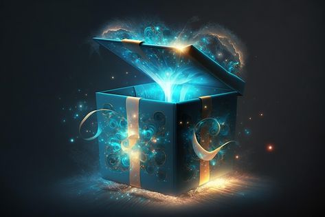 A box that says'magic'on it | Premium Photo #Freepik #photo #mystery-box #mystery-gift #gift-package #gift-box Magical Box Art, Mystery Gift Box Ideas, Gift Box Poster Design, Magic Box Ideas, Mystery Box Design, Mystery Box Ideas, Fry Potatoes, Comic Design, Prize Gifts