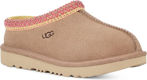 UGG® Kids' Tasman II Embroidered Slipper | Nordstrom Creative Pumpkin Painting, Cute Uggs, Embroidered Slippers, Pink Rims, Ugg Kids, Pink Uggs, Ugg Tasman Slippers, Preppy Shoes, Pretty Shoes Sneakers