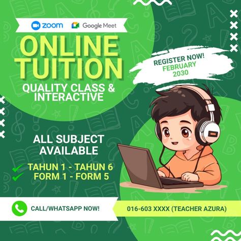 Green Professional Online Tuition Instagram P | PosterMyWall Tuition Poster, Christmas Marketing, Kindle Book Cover, Campaign Posters, Promotional Flyers, Social Media Engagement, Facebook Event, Instagram Creative, Social Media Pages