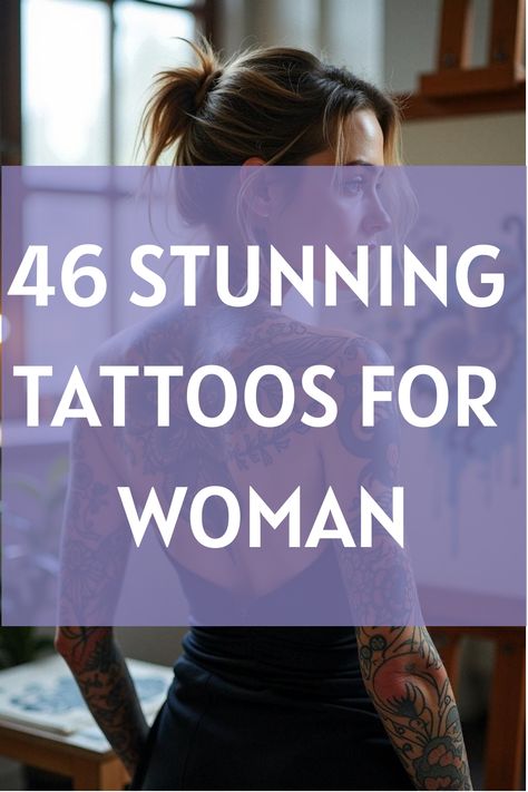 46 Stunning Tattoos for Woman Get Over It Tattoos, Women's Arm Tattoos, Large Chest Tattoo Female, Tattoos That Age Well, Women’s Shoulder And Arm Tattoos, Under The Chin Tattoo Woman, Big Chest Tattoo Female, Courage Tattoo For Women, Mythical Tattoos For Women