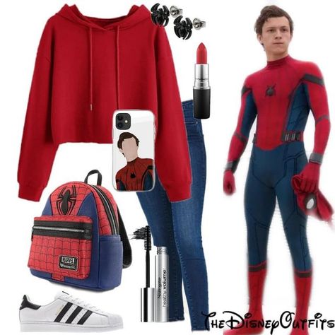 Spider Man Disneybound, Spider Gwen Disneybound, Spiderman Disneybound, Spider Man Inspired Outfit, Spiderman Merchandise, Outfits Inspired By Characters, Bounding Disney, Universal Outfits, Outfits For Disney