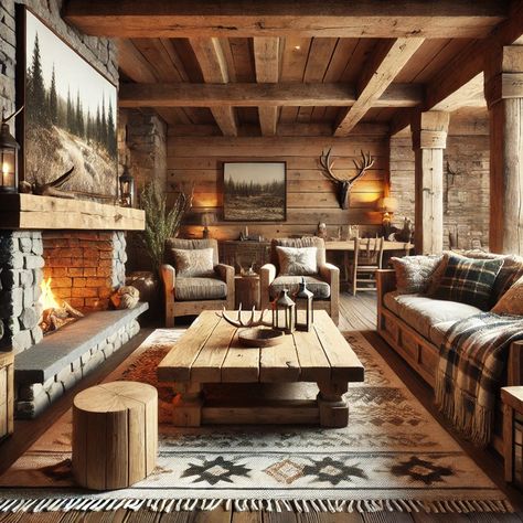 Rustic Lodge Basement Ideas, Lodge Basement Ideas, Lodge Basement, Dark Academia Home Decor, Dark Academia Home, Basement Room, Modern Lodge, Log Cabin Ideas, Attic Renovation