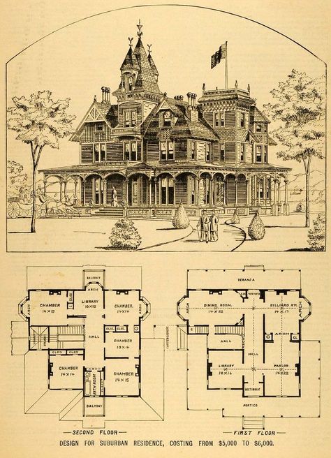 1879 Print Victorian House Architectural Design Floor Plans Victorian House Floor Plans, Vintage Victorian House Plans, Victorian Floor Plans, Victorian House Plan, Open Foyer, Victorian House Plans, Mansion Floor Plan, Vintage House Plans, House Print