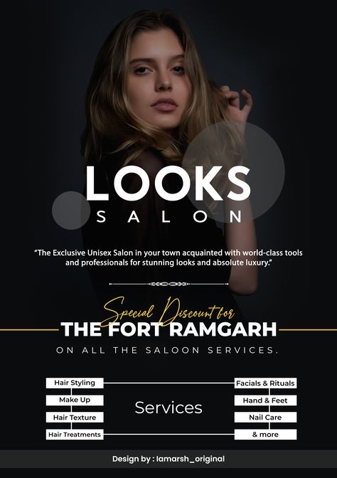 Salon Flex Board Design, Unisex Salon Poster Design, Saloon Poster Design, Salon Flyer Design, Hair Salon Poster, Salon Advertisement, Salon Art, Salon Design, Fashion Advertising