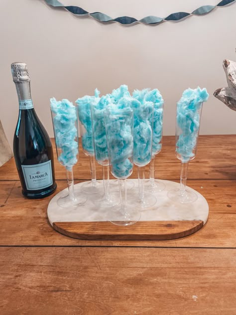 Something Blue Bachelorette Party, Something Blue Bachelorette, Mamma Mia Bachelorette Party, Blue Bachelorette Party, Blue Bachelorette, Abba Style, Cotton Candy Champagne, Last Splash, Bachelorette Inspo