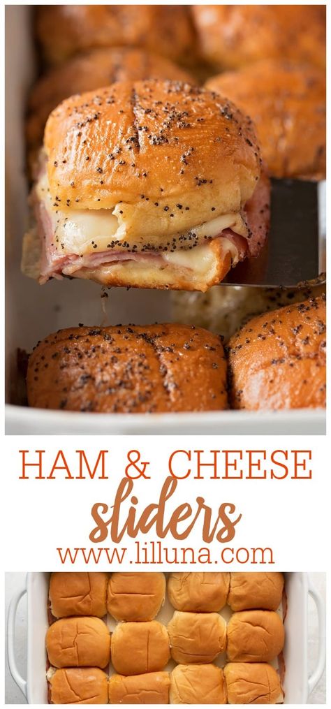 Quick + easy hot Ham and Cheese Sliders are absolutely addicting. They are a crowd favorite and disappear in minutes! #hothamandcheesesliders #hawaiianrolls #sliders #hamsliders #hamandcheese Ham And Cheese Slider, Hot Ham And Cheese Sliders, Hot Ham And Cheese, Slider Recipe, Easy Slider Recipes, Ham Cheese Sliders, Ham Sliders, Ham And Cheese Sliders, Slider Sandwiches