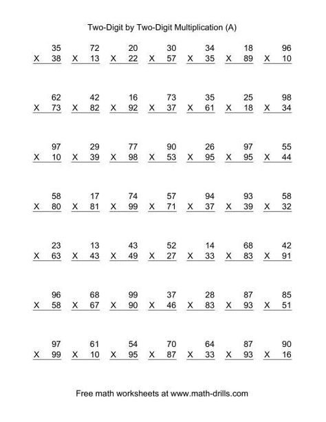 Two Digit Multiplication, Double Digit Multiplication, Free Multiplication Worksheets, Multiplication And Division Worksheets, Printable Multiplication Worksheets, Math Multiplication Worksheets, Multiplication Worksheet, Multi Digit Multiplication, Math Fact Worksheets