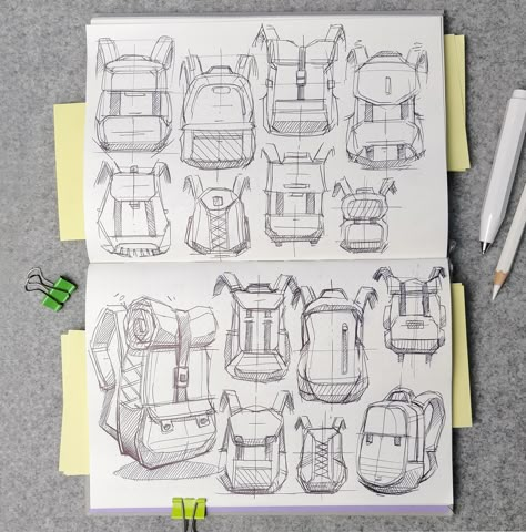 Backpack Design Concept, Backpack Sketch, Bag Sketch, Backpack Drawing, Perspective Sketch, Product Sketch, Perspective Drawing Lessons, Backpack Design, Industrial Design Product