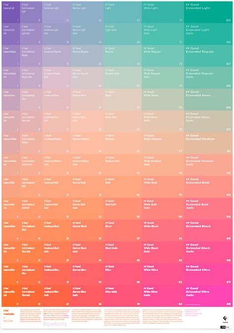 FF Good Poster by FontFont, via Behance Couleur Feng Shui, Types Of Colors, Pantone Color Chart, Color Mixing Chart, Color Design Inspiration, Hex Color Palette, Color Palette Challenge, Palette Art, Color Scale