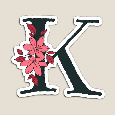 Get my art printed on awesome products. Support me at Redbubble #RBandME: https://www.redbubble.com/i/magnet/Pink-floral-K-monogram-by-anitastrifler/121013567.TBCTK?asc=u Clipboard Art, K Monogram, The Letter K, Letter K, Letter Design, Floral Letters, Name Day, Clipboard, Lettering Design