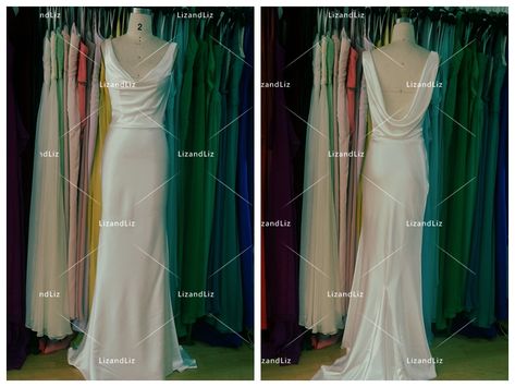 Carolyn Bessette Wedding Dress, Carolyn Bessette Wedding, Satin Slip Dress Outfit, Carolyne Bessette, Slytherin Wedding, Evening Pant Suits, 60s Hollywood, He Is My King, St John Wedding