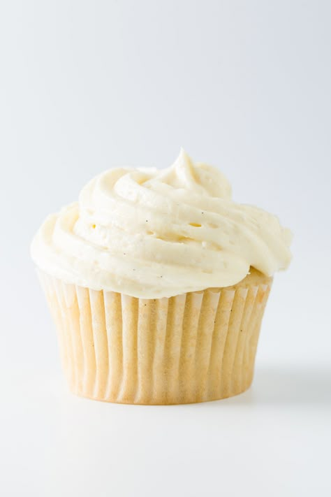 Ranked as the best vanilla cupcake by The Kitchn, this recipe is easy enough for beginners and good enough for bakeries everywhere. Best Vanilla Cupcake Recipe, Frost Cupcakes, Easy Vanilla Cupcakes, Moist Vanilla Cupcakes, Vanilla Cupcake Recipe, Coconut Chips, Meringue Buttercream, Buttercream Recipe, Marble Cake