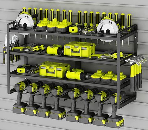 https://amzn.to/3INPng5 Tool Holder Ideas, Power Tool Organizer, Drill Holder, Power Tool Storage, Garage Tool Organization, Utility Shelves, Tool Box Organization, Garage Tool Storage, Tool Rack