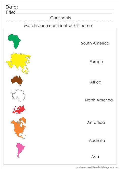 Montessori Continents Printables Free, Continent Worksheets For Kids, Geography For Kids Printables Free, Continents Activities Preschool, 7 Continents Printable Free, Continents And Oceans Printables Free, Continent Activities For Kids, 7 Continents Activities, Continent Worksheet