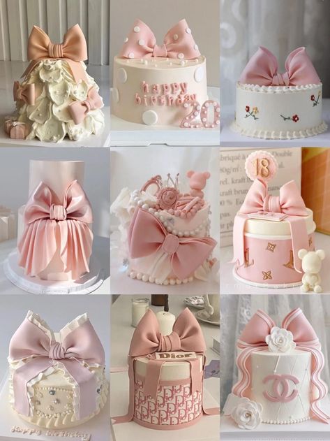 Korean Pastry, Wedding Cake Simple Elegant, Lol Doll Cake, Bow Cake, Single Tier Cake, Tiered Cake Design, Bow Cakes, High Tea Party, Cakes For Women