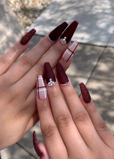 49 Burgundy nails designs for every style - miss mv Fall Nail Ideas, Cute Nail Ideas, Nail Design Ideas, Fall Nail, Cute Acrylic Nails, Fall Nails, Nails Designs, Nails Design, Christmas Nails