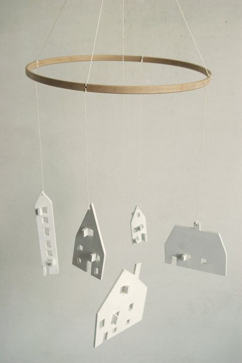 baby mobile nursery mobile baby crib mobile wooden by Patricija Productos Aesthetic, Albarran Cabrera, Mobile Decor, House Frame, Guided Visualization, Cardboard Design, Guided Imagery, Mobile Nursery, Cunas Para Bebes