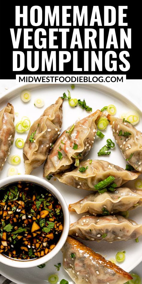 Veggie Dumplings Recipe, Vegetarian Dumplings, Vegan Potstickers, Vegetarian Dumpling, Potstickers Recipe, Dumpling Recipes, Vegan Dumplings, Vegetable Dumplings, Dumpling Recipe