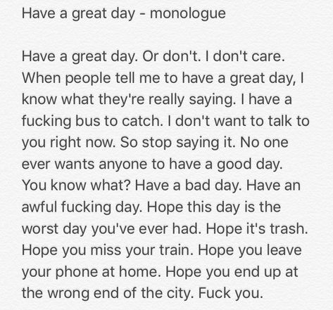 monologue - female/male - comedy Comedy Monologues For Women, Comedic Monologues From Movies, Easy Monologues, Acting Monologues To Practice, Angry Monologues, Movie Monologues Female, One Minute Monologues From Movies, Comedic Monologues For Women, 30 Second Monologues