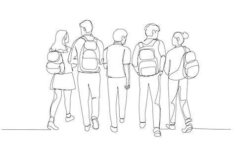 School Friends Drawing, Group Of Friends Drawing, School Students Drawing, Classroom Sketch, Student Doodle, Students Illustration, Classroom Illustration, Student Sketch, Drawing Student