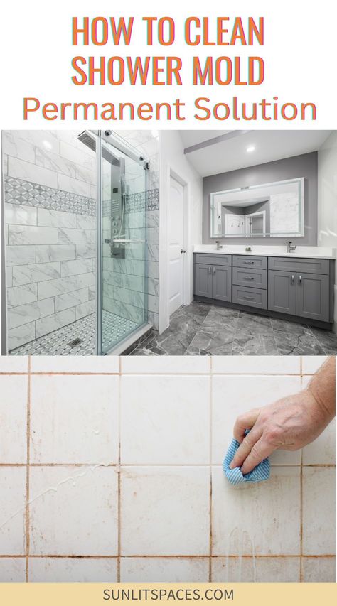 Discover the best way to clean shower mold permanently. This guide offers effective cleaning tips using natural cleaners, proper ventilation, and mold remover methods. Shower Mildew Remover, How To Clean Shower Mold And Mildew, Deep Clean Shower Mold, Bathroom Shower Cleaner, How To Remove Shower Mold, Diy Mildew Remover Bathroom, Homemade Shower Cleaner For Mold, Mould Remover Bathroom, How To Clean Moldy Shower Grout