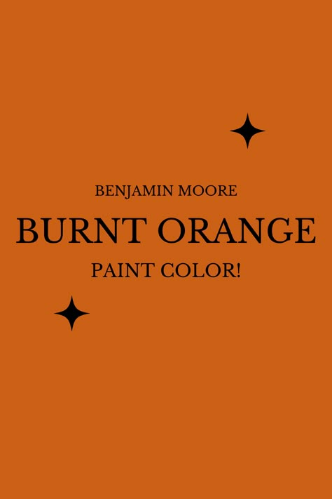 Looking for a paint color to match your decor? Check out Burnt Orange by Benjamin Moore and see how it compares to other paint colors! Is Burnt Orange the right paint color for you? Benjamin Moore Burnt Orange, Burnt Orange Interior Paint, Burnt Orange Exterior House Colors, Burnt Orange Paint Walls, Burnt Orange Painted Furniture, Orange Paint Living Room, Orange Bedroom Walls Paint Colors, Benjamin Moore Orange Paint Colors, Burnt Orange Wall Color