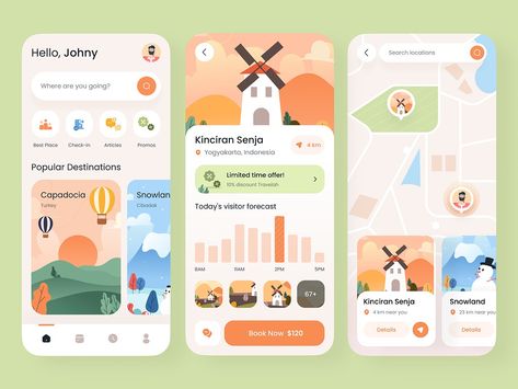 Travel App Exploration by Paperpillar on Dribbble Travel App Color Palette, Travel Ui Design Mobile App, Cute Presentation Design, Map App Design, Travel Ui Design, Map Ui Design, Travel App Ui Design, Modern App Design, App Ux Design