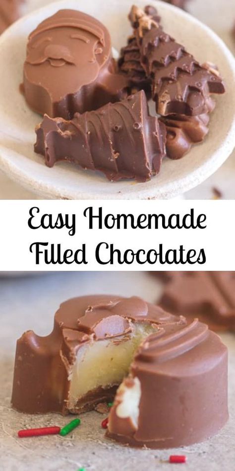 Chocolate Filled Candies, Homemade Chocolate Candy Molds, How To Make Chocolate Candy With Molds, Chocolate Mold Desserts, Candy Molds Recipes How To Make, Chocolate Mould Recipes, Homemade Filled Chocolates, Homemade Chocolates In Molds, Making Chocolate Candy In Molds