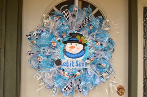 Let It Snow! Christmas Wreath, Deco Mesh Wreath, Winter Wreath, Seasonal Wreath, Holiday Wreath, Snowman Wreath, Blue White Wreath Snowman Wreaths, Snow Wreath, Easter Swags, Blue Snowman, Winter Ornaments, Deco Mesh Christmas Wreaths, Deco Wreaths, Christmas Mesh Wreaths, Winter Wreaths