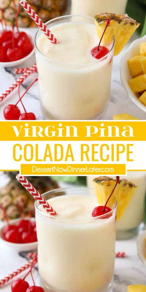 Diy Pina Colada Drink, Virgin Pins Colada Recipe, Virgin Pina Colada On The Rocks, Cream Of Coconut Drinks Non Alcoholic, Best Virgin Pina Colada Recipe, How To Make Virgin Pina Colada, Pina Colada Recipe In A Pineapple, Mocktail Pina Colada, How To Make A Pina Colada