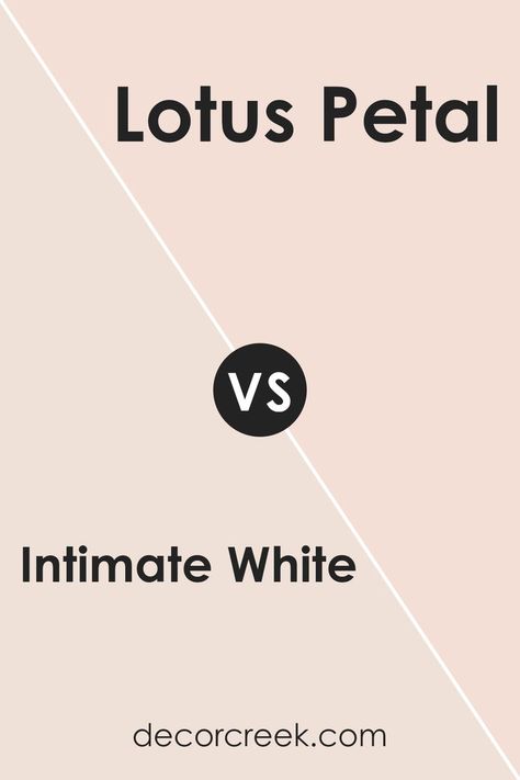 Intimate White SW 6322 by Sherwin Williams vs Lotus Petal SW 9697 by Sherwin Williams Sherwin Williams Intimate White Nursery, Lotus Petal Sherwin Williams, Sw Angelic Paint Color, Lotus Flower Sherwin Williams, Sherwin Williams Intimate White, Sherwin Williams Pink, Intimate White, Sherwin Williams Coordinating Colors, Girls Bedroom Colors