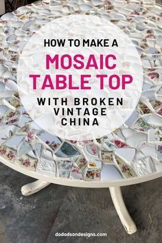 Mosaic Patio Table, Broken China Crafts, Round Glass Table Top, Mosaic Tile Table, Mosaic Furniture, Round Glass Table, Mosaic Art Diy, China Crafts, Diy Table Top