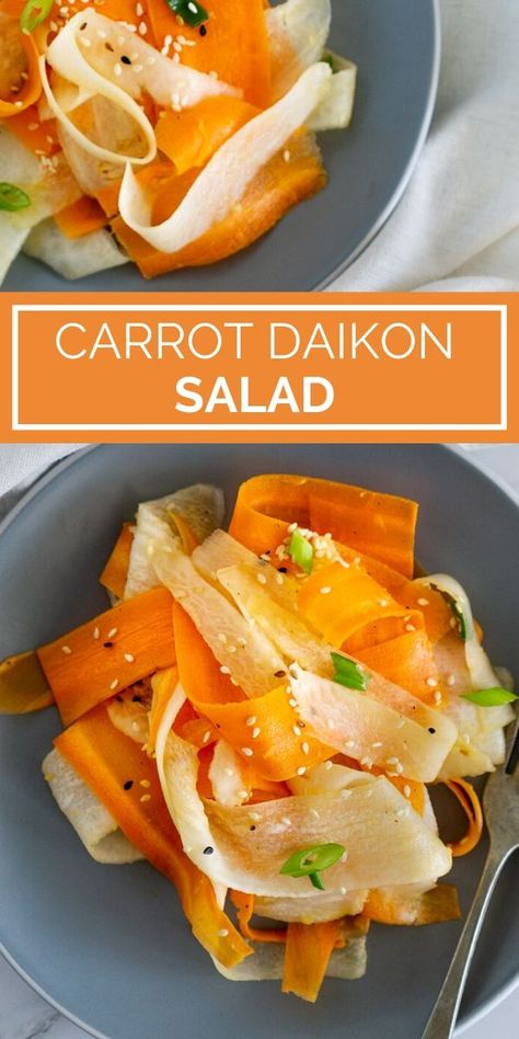 Diacon Radish Recipes, Purple Daikon Radish Recipes, Dicon Radish Recipes, Japanese Radish Recipes, Diakon Recipes, Diakon Radish Recipes, Ginger Dressing Salad, Vegan Side Salad, Healthy Side Salads