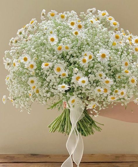 White Rose Daisy Bouquet, Camomile Wedding Bouquet, Chamomile Daisy Bouquet, Daisy Themed Wedding Ideas, Chamomile Flowers Wedding, Lily Of The Valley And Daisy Bouquet, Wedding Flowers With Daisies, Wedding Bouquet With Daisies, Daisy Flower Bouquet Aesthetic