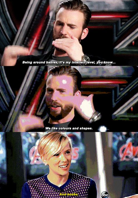 Avengers: Age of Ultron | Chris Evans & Scarlett Johansson Interview Scarlett And Chris, Chris And Scarlett, Avengers Age Of Ultron, Avengers Age, Marvel Cast, Age Of Ultron, Chris Evans, Scarlett Johansson, Avengers