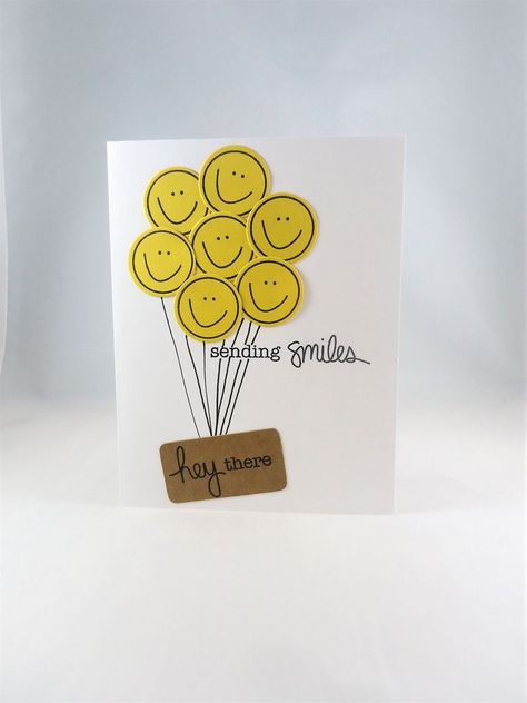 Sending Smiles, Hand Lettering Cards, Birthday Card Drawing, Miss You Cards, Card Drawing, Cricut Cards, Smiley Faces, Encouragement Cards, Birthday Cards Diy