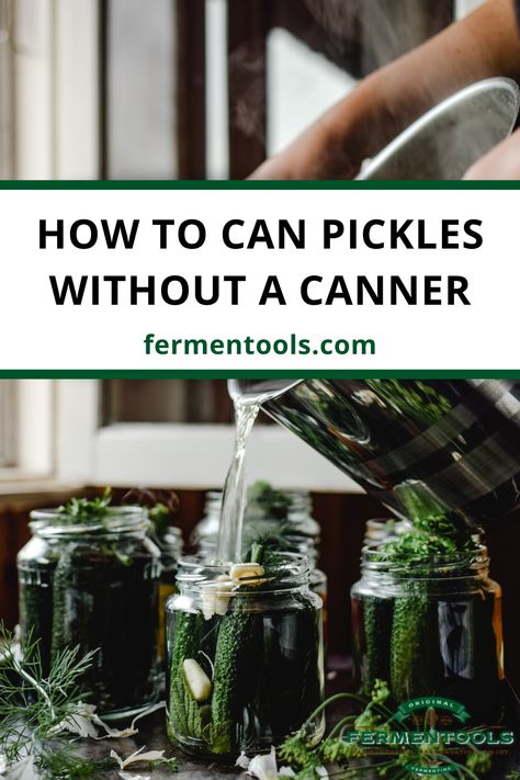 How to can pickles without a canner via lacto-fermentation. Use the Fermentools starter kit to make pickles and fermented foods at home. Can Pickles, Pickled Pepper Recipe, Fermenting Foods, Lacto Fermentation, Pickle Recipes Homemade, Food In Jars, Fermented Pickles, Preserving Recipes, Canning Pickles