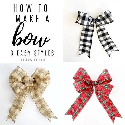 Nov 13, 2019 - A bow is the finishing touch on any DIY wreath! I'll show you three SUPER EASY ways to make a bow for a wreath, plus a few extra tips and tricks. Bow Making Tutorials, Diy Wreath Bow, Jul Diy, Christmas Bows Diy, Diy Copper, Homemade Bows, Diy Christmas Wreaths Ideas, Christmas Wreaths Ideas, Make A Bow