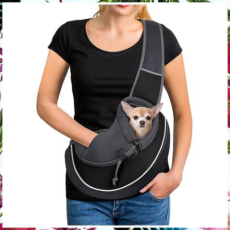 YUDODO Pet Dog Sling Carrier Mesh Hand Free Adjustable Dog Satchel Carrier Bag Papoose Crossbody for Small Medium Dog Cat Rab Dog Carrying Bag, Dog Carrier Sling, Dog Sling, Mens Tops Fashion, Pet Carrier Bag, Sling Carrier, Pet Bag, Pet Safe, Bichon Frise